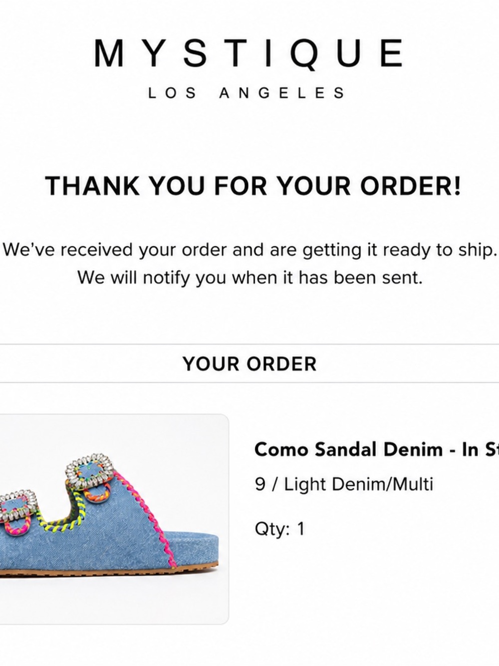 Mystique Como Denim Crystal Buckle Sandals Light Denim Multi Size 9